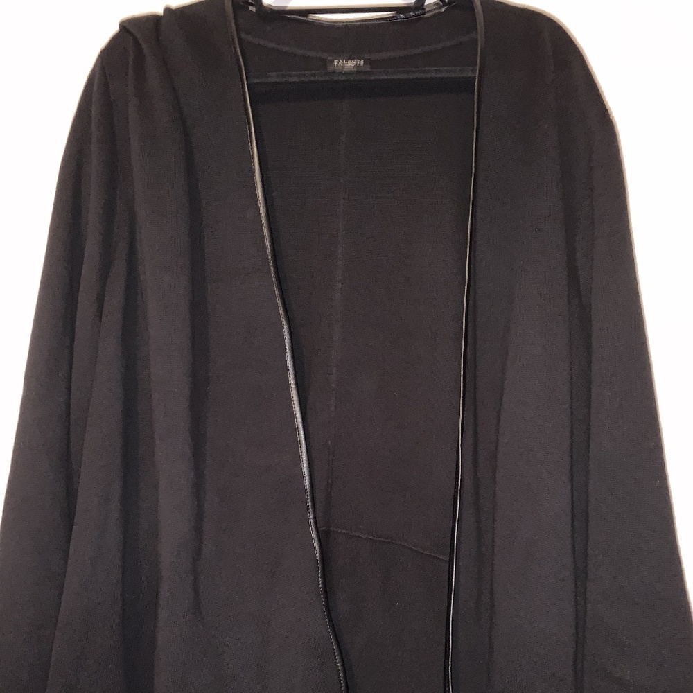 NWOT TALBOTS OPEN CARDIGAN W/ FAUX LEATHER TRIM